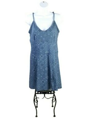 JoyLab Blue Sailor Print Corset Detail Sleeveless Active Dress Womens XL EUC